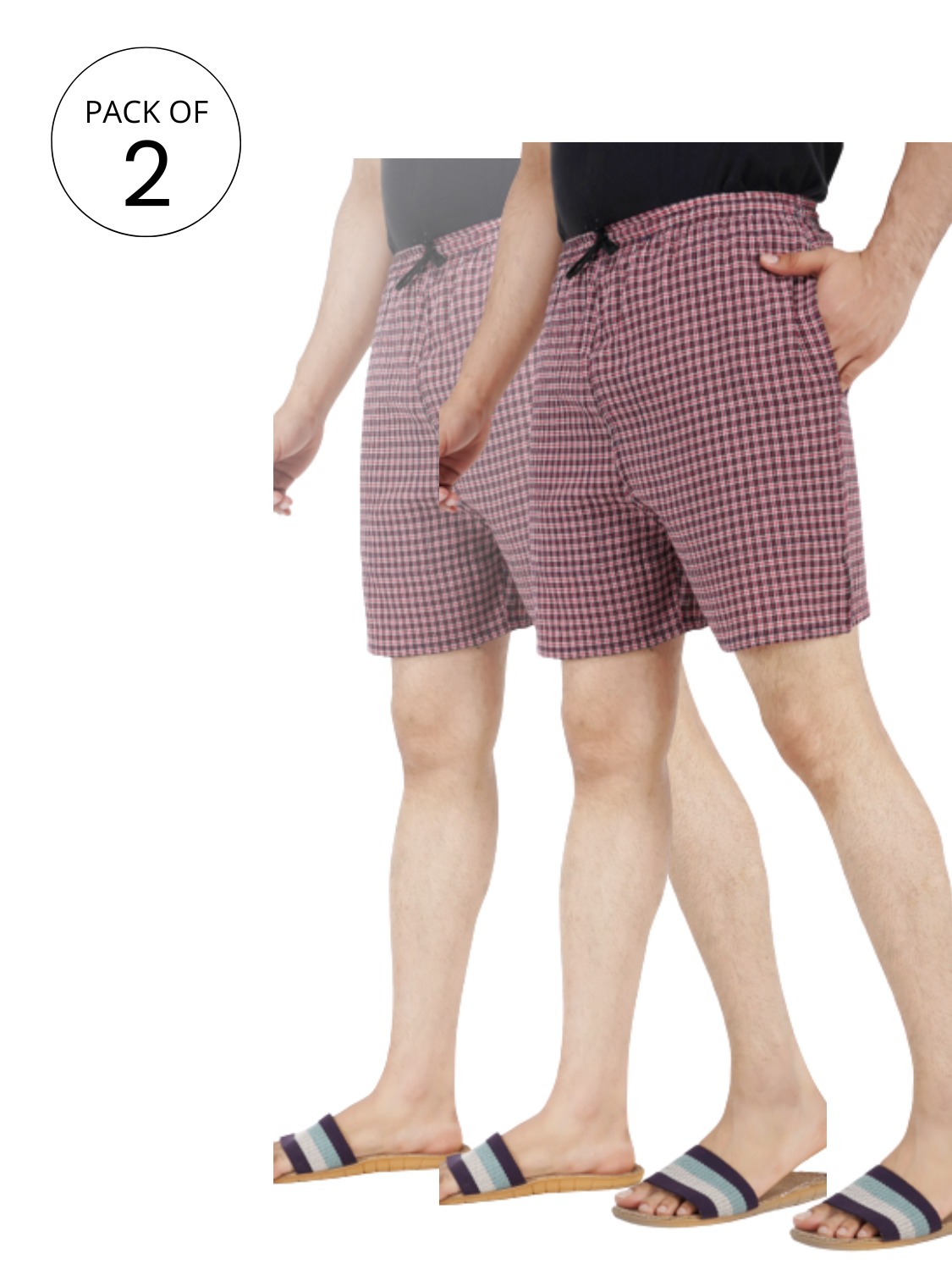 Men's Cotton Boxer Shorts (RED) - PACK OF 2