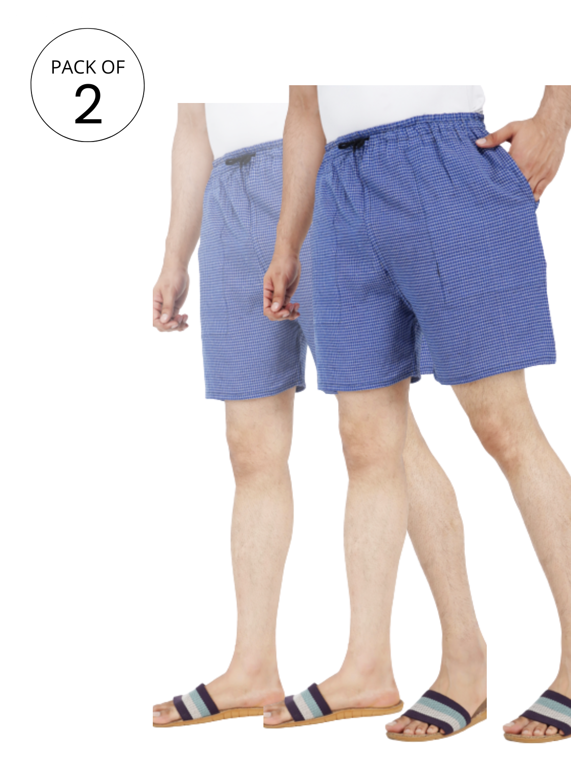 Men's Cotton Boxer Shorts (BLUE) - PACK OF 2
