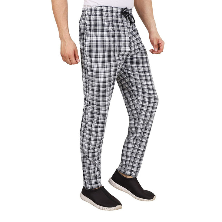 Men's Cotton Check Pajamas (WHITE)