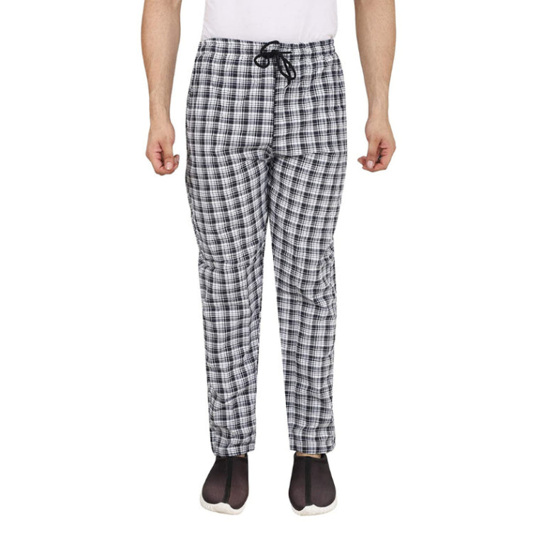 Men's Cotton Check Pajamas (WHITE)
