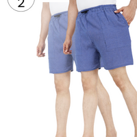 Men's Cotton Boxer Shorts (BLUE) - PACK OF 2