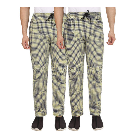 Men's Cotton Check Pajamas (YELLOW) - PACK OF 2
