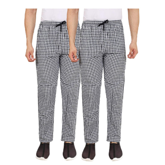 Men's Cotton Check Pajamas (BLACK) - PACK OF 2