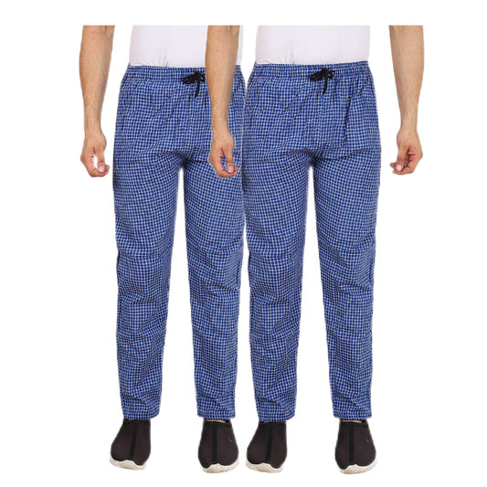 Men's Cotton Check Pajamas (BLUE) - PACK OF 2