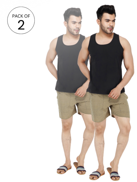 Men's Cotton Boxer Shorts (YELLOW) - PACK OF 2