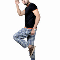 Men's Cotton Check Pajamas (BLUE)