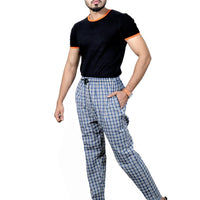 Men's Cotton Check Pajamas (BLUE)
