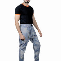 Men's Cotton Check Pajamas (BLUE)