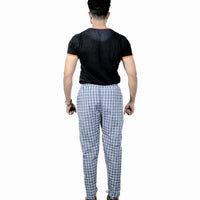 Men's Cotton Check Pajamas (BLUE)