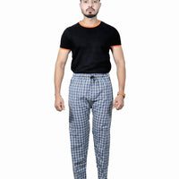 Men's Cotton Check Pajamas (BLUE)