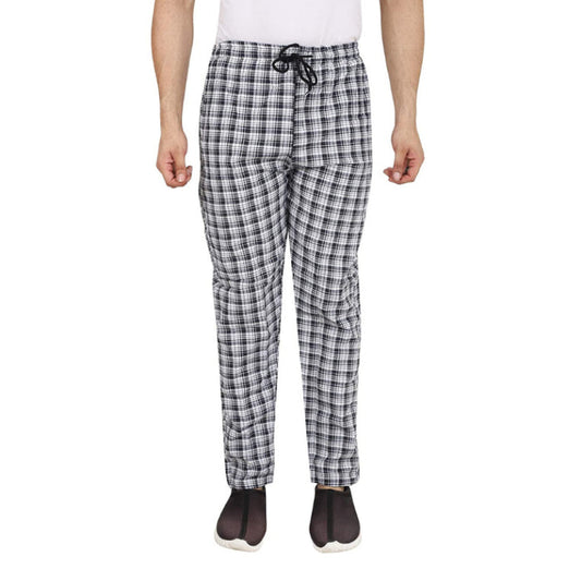 Men's Cotton Check Pajamas (WHITE)